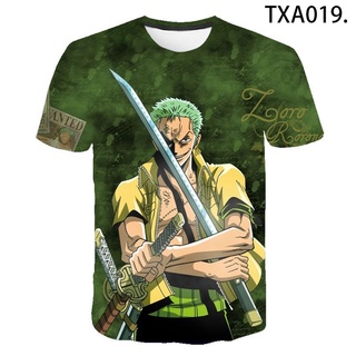 พร้อมส่ง เสื้อยืดแขนสั้นลําลอง คอกลม พิมพ์ลายอนิเมะ One Piece 3D แฟชั่นฤดูร้อน สําหรับผู้ชาย และผู้หญิง