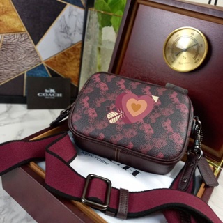 COACH Camera Bag 16 With Horse And Carriage Print and Heart OXBLOOD