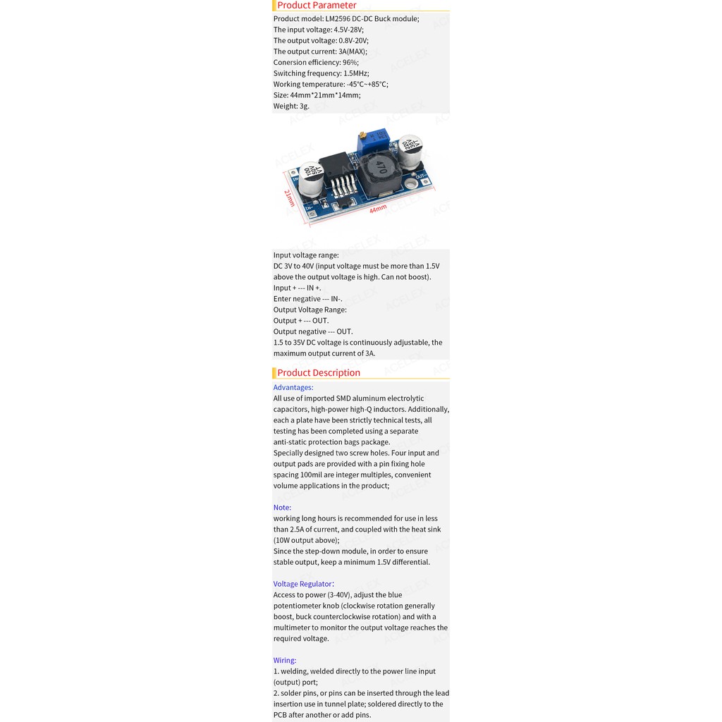 ภาพสินค้าLm2596S Dc - Dc Step - Down โมดูลเพาเวอร์ซัพพลาย 3 A สามารถปรับ Step - Down Lm 2596 Voltage Regulator 12V 5V 3V จากร้าน inventor.th บน Shopee ภาพที่ 4