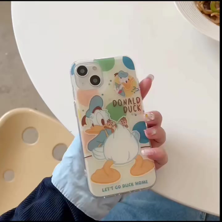 casephoneg-จัดส่งภายใน24ชม-ขอบเต็ม-iphone-11-14-pro-max-การ์ตูน-donald-duck-เส้นขอบโปร่งใส-น่ารัก-case-for-iphone-12-13
