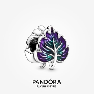 Pandora เครื่องรางชาร์ม รูปใบไม้ สีม่วง และสีเขียว ของขวัญวันเกิด สําหรับสุภาพสตรี p825