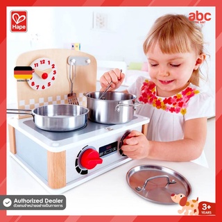 Hape ของเล่นไม้ ของเล่นทำอาหาร ครัวเด็ก 2-In-1 Kitchen &amp; Grill Set ของเล่นเสริมพัฒนาการ 3 ขวบ ขึ้นไป