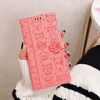 เคสโทรศัพท์หนัง ฝาพับ ลายแมว สุนัขน่ารัก พร้อมช่องใส่บัตร สําหรับ Vivo Y17s Y78 Y35 Y16 Y22 Y22S Y02S Y77 V27 V27e V25 25E V23E V21 Pro Plus 5G