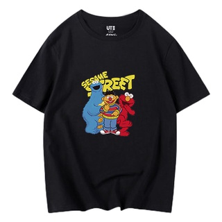 [S-5XL] Uniqlo เสื้อยืดแขนสั้น พิมพ์ลายการ์ตูน Sesame Street Series สําหรับผู้ชาย และผู้หญิง