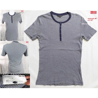 Uniqlo เสื้อยืด-ลายทางกรมท่า/ขาว ไซส์ 31-36"ของแท้(มือ2 สภาพใหม่ สวย)