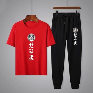ชุดเซ็ทแฟชั่นเสื้อยืดแขนสั้นสกรีนลาย+กางเกงขายาวกางเกงลำลอง ใส่ได้ทั้งหญิงและชายT531-KU531