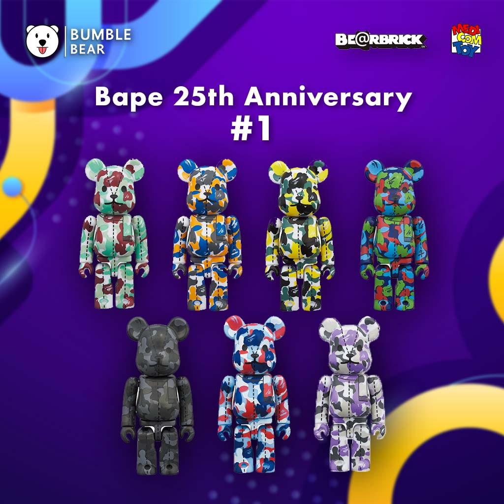 ของแท้,พร้อมส่ง ‼️] 100% Bearbrick A Bathing Ape 28th Anniversary