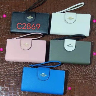 Outlet ส่วนลด🌈 Tech Phone Wallet C2869 กระเป๋าสตางค์ผู้หญิง COAC H กระเป๋าสตางค์สแนป แบบพับ