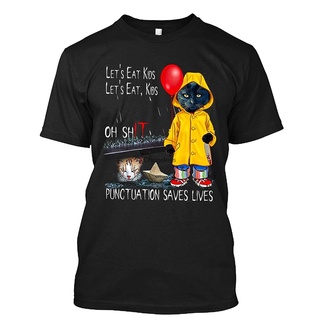 เสื้อยืดโอเวอร์ไซส์เสื้อยืด พิมพ์ลาย Lets Eat Punctuation Saves Lives Halloween It Clown สําหรับฮาโลวีนS-3XL