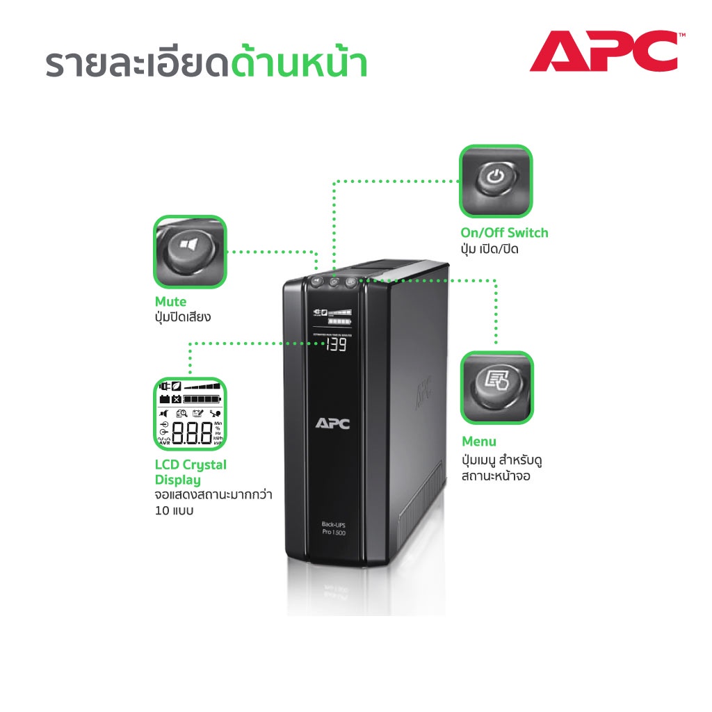 apc-back-up-pro-ups-br1500gi-1500va-865watt-ups-for-gaming-เครื่องสำรองไฟ-สำหรับเกมส์มิ่ง-มีซอฟต์แวร์-powerchute