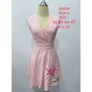 เดรสสั้น สีชมพู แต่งดอกใหญ่ที่กระโปรง JASPAL SIZE S