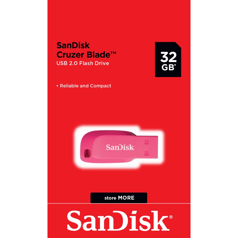 ภาพสินค้าSanDisk CRUZER BLADE USB แฟลชไดร์ฟ 32GB Pink, USB2.0 (SDCZ50-032G-B35PE สีชมพู) จากร้าน sandisk_thailand_officialshop บน Shopee ภาพที่ 1