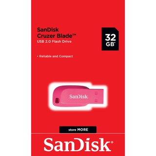 ภาพขนาดย่อของภาพหน้าปกสินค้าSanDisk CRUZER BLADE USB แฟลชไดร์ฟ 32GB Pink, USB2.0 (SDCZ50-032G-B35PE สีชมพู) จากร้าน sandisk_thailand_officialshop บน Shopee ภาพที่ 1