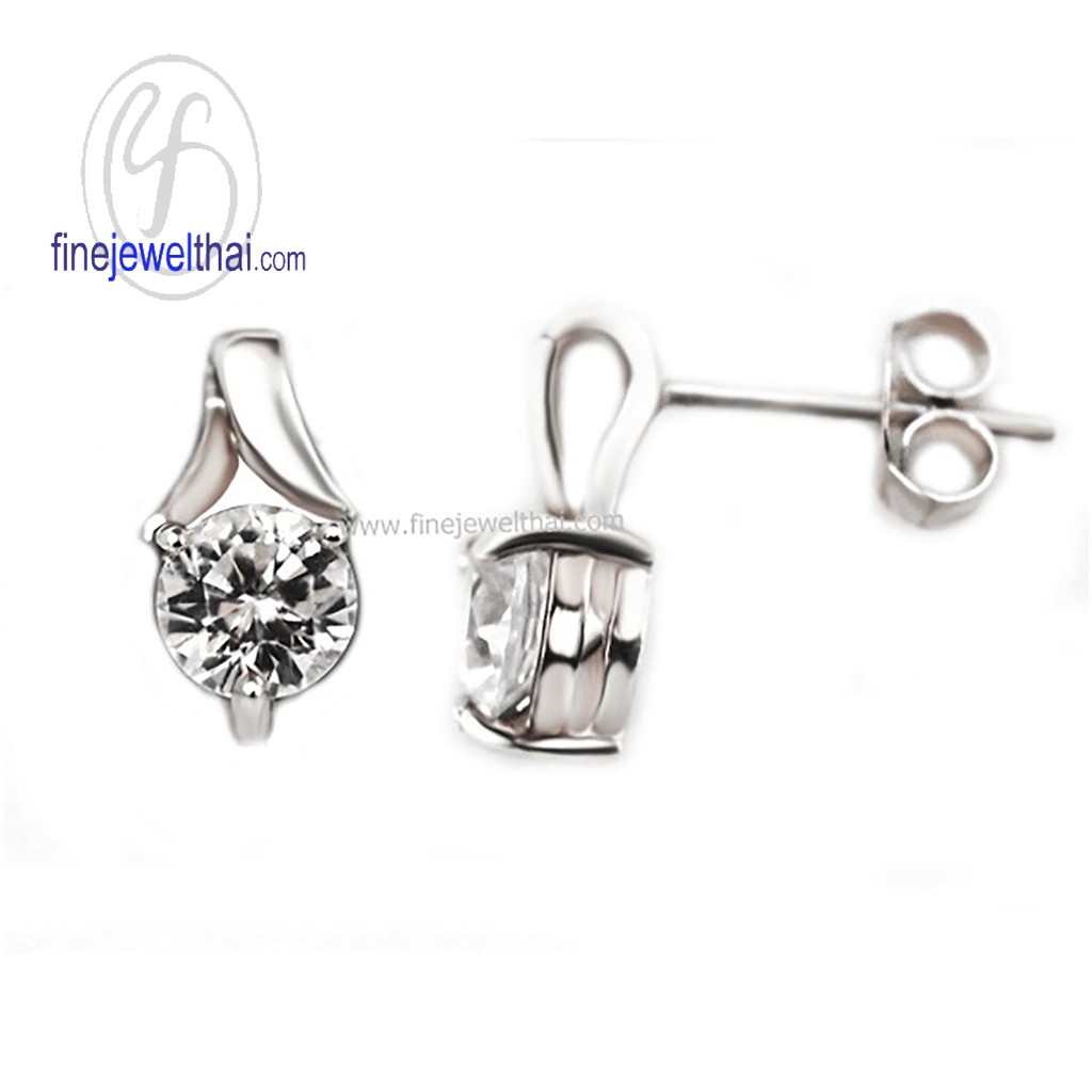 ต่างหูเพชรcz-เพชรสังเคราะห์-ต่างหูเงินแท้-diamond-cz-silver-earring-finejewelthai-e1005cz