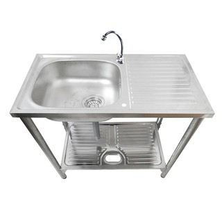 Sink stand FREESTANDING SINK 1B1D TECNOPLUS TT 075 STAINLESS STEEL Sink device Kitchen equipment อ่างล้างจานขาตั้ง ซิงค์