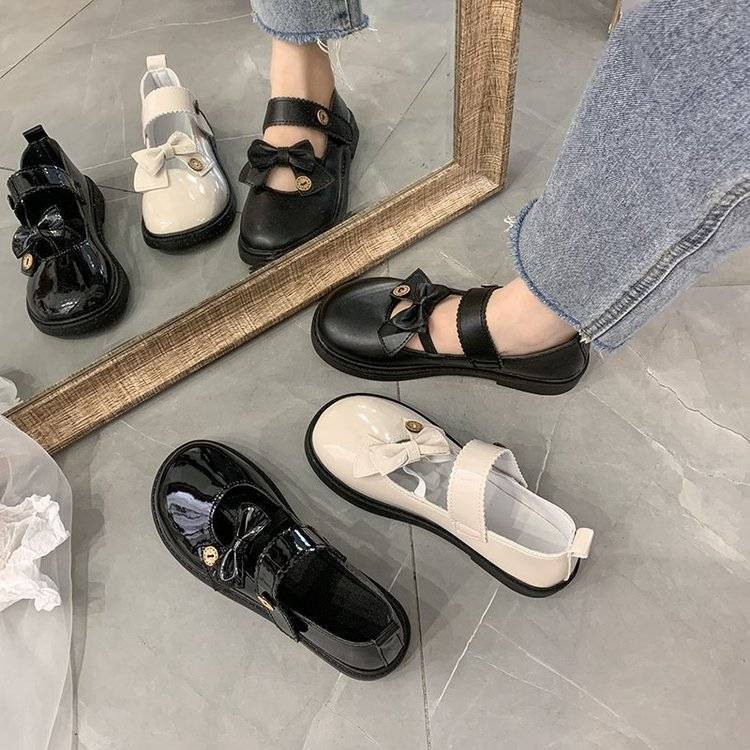 ภาพสินค้าส่งจากไทย รองเท้าหนังผู้หญิง รองเท้าหัวกลม สไตล์อังกฤษ รองเท้าแมรี่เจน แฟชั่น รองเท้าหนังวินเทจ จากร้าน bmpshop8819 บน Shopee ภาพที่ 5