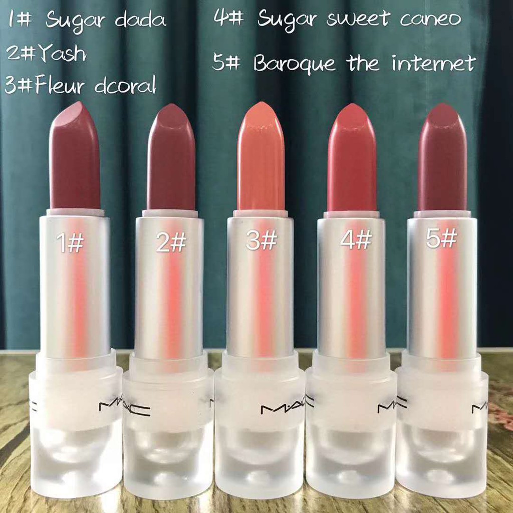 ลิปสติก-mac-กระสุนโปร่งใส-sugar-dada-yash-fleur-dcoral-น้ำตาลสวีทอ้อย-บาร็อคอินเตอร์เนต