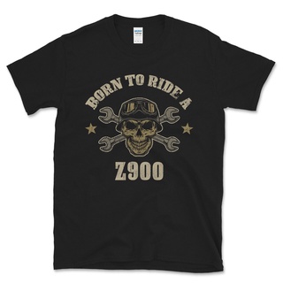 เสื้อยืดสีขาวเสื้อยืด พิมพ์ลายการ์ตูนหัวกะโหลก Born To Ride A Z900 สุดฮา เหมาะกับคู่รัก สําหรับผู้ชายS-4XL