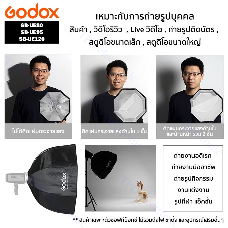 godox-ซอฟท์บ็อกซ์ทรงแปดเหลี่ยม-โครงเหล็กแบบร่ม-softbox-ขนาด-80-95-120-ซม-มี2รุ่นให้เลือก-sb-ue-sb-gue