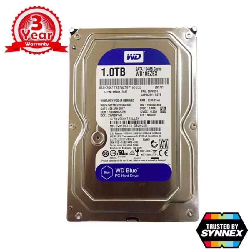 hdd-ฮาร์ดดิสก์-wd-blue-purple-1tb-ของแท้ประกันศุนย์-synnex