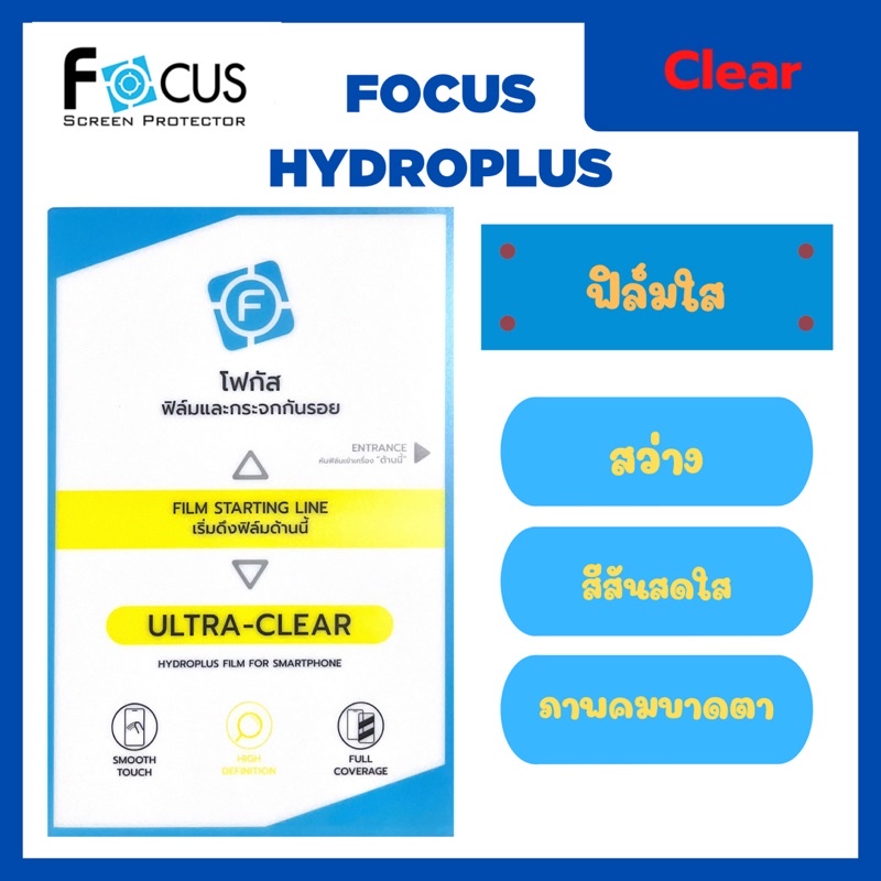 focus-hydroplus-ฟิล์มกันรอยไฮโดรเจลโฟกัส-แถมแผ่นรีด-อุปกรณ์ทำความสะอาด-motorola-moto-c-moto-c-plus-moto-defy-e30-e4-e40