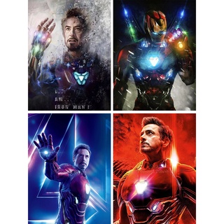 มาใหม่ ชุดงานจิตรกรรมเม็ดบีด ทรงเพชรกลม แนวโมเสก ลาย Marvel Avengers Iron Man 5D สําหรับตกแต่งบ้าน DIY