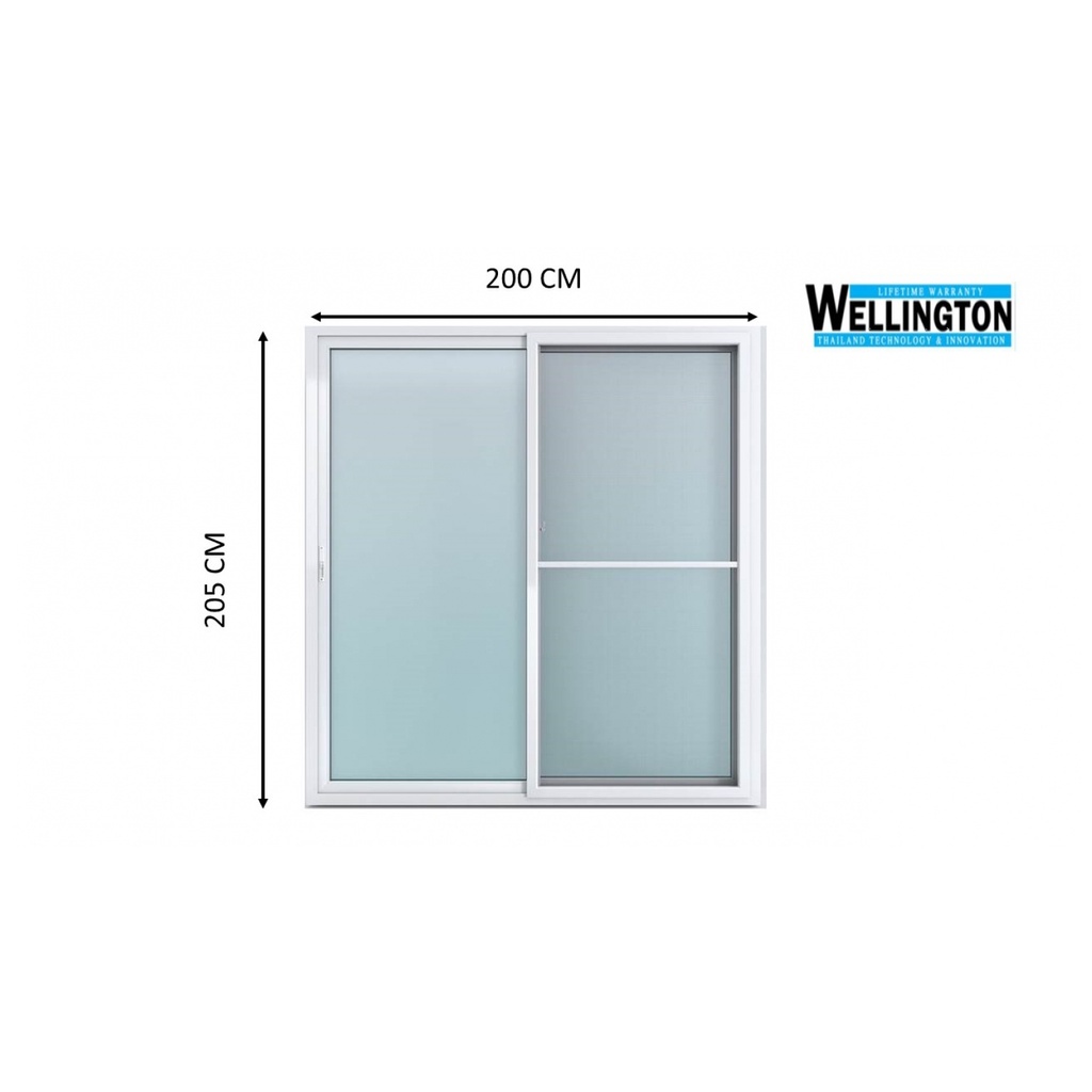 wellingtan-ประตูไวนิล-บานเลื่อน-ss-200x205ซม-สีขาว-พร้อมมุ้ง