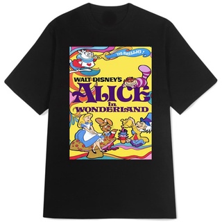 เสื้อยืดคอกลม แขนสั้น ผ้าฝ้ายแท้ พิมพ์ลายการ์ตูนอนิเมะภาพยนตร์ Alice in Wonderland Alice in Wonderland Cheshire Cat สําห