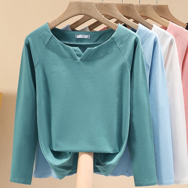 เสื้อยืดแขนยาวสีพื้น-เสื้อเข้ารูปแขนยาวสีพื้น