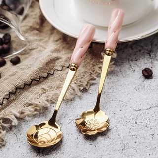 Cherry Blossoms Coffee Spoon Ceramic Handle Coffee Spoons Tea Stirring Spoon