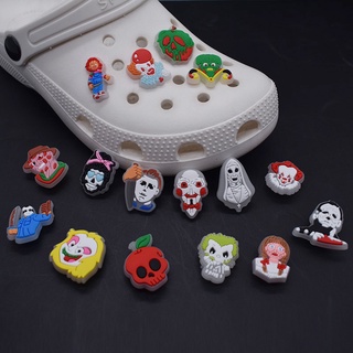 จี้การ์ตูนโครงกระดูกเรืองแสงในที่มืด jbt Charm Luminous Ghost Jibits croc Charms Clown Skull croc Jibbits Pin สําหรับเด็ก อุปกรณ์ตกแต่งรองเท้า