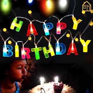 สายไฟ Led รูปทรง Happy Birthday สําหรับตกแต่งปาร์ตี้คริสต์มาส 2 รูปแบบ