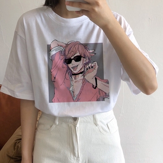 【100% cotton】Kawaii เสื้อยืดลําลอง แขนสั้น พิมพ์ลายอนิเมะ Yarichin Club สไตล์ญี่ปุ่น ฮาราจูกุ ทรงหลวม เหมาะกับฤดูร้อน สํ