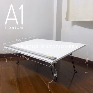 โต๊ะเขียนแบบ A1 พร้อมติดทีสไลด์ (นั่งพื้น )#รุ่น 2 หน้าโต๊ะลาดเอียงรับกับสรีระร่างกาย