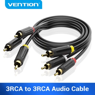 Vention 3RCA ถึง 3 RCA สายเคเบิลเสียง วิดีโอ ตัวผู้ เป็น ตัวผู้ สาย AV ชุบทอง สําหรับ STB DVD TV VCD Blueplayer เครื่องขยายเสียง สายแจ็ค RCA