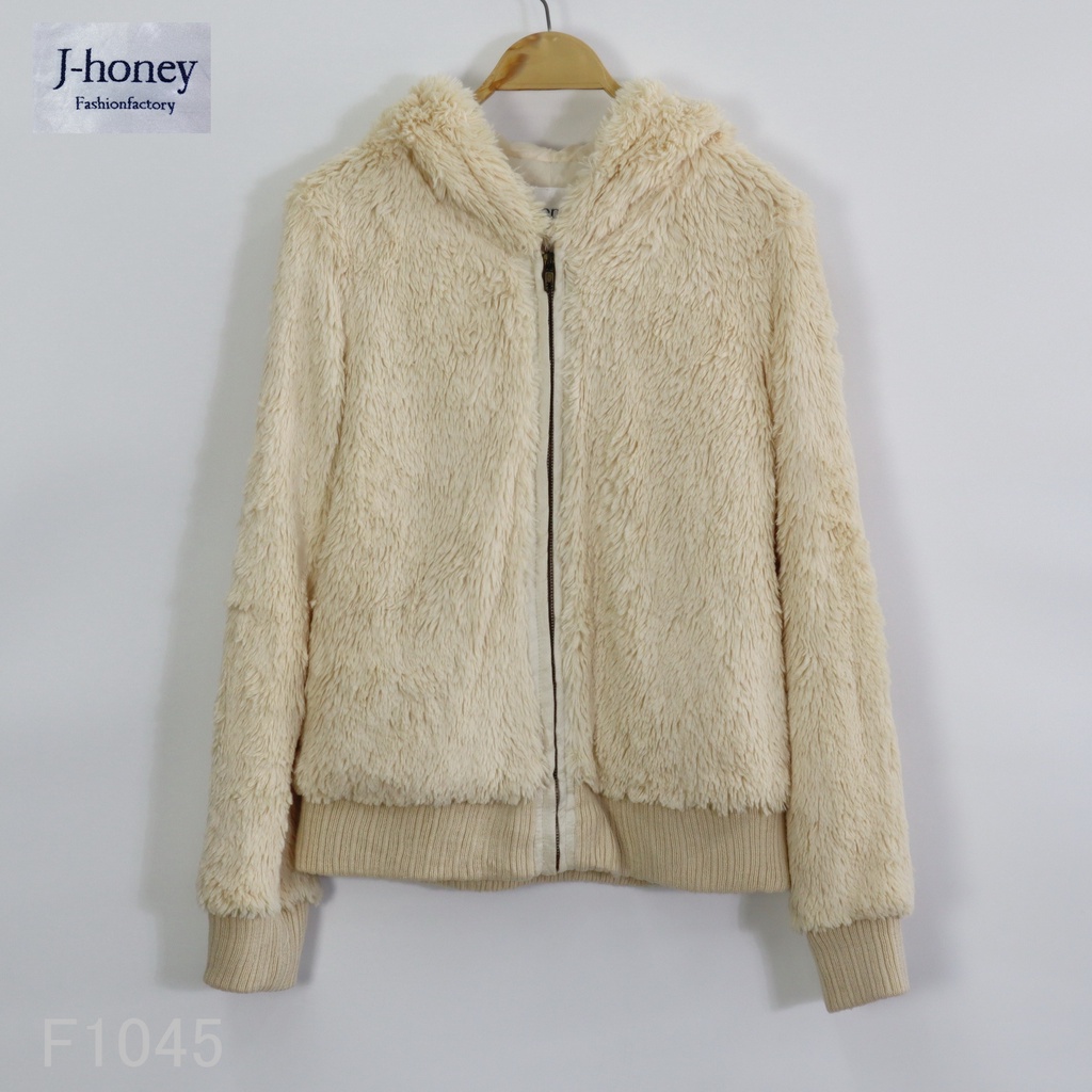 F1045 เสื้อแจ๊คเก็ตเฟอร์เทียม มีฮู้ด แบรนด์ J-honey | Shopee Thailand