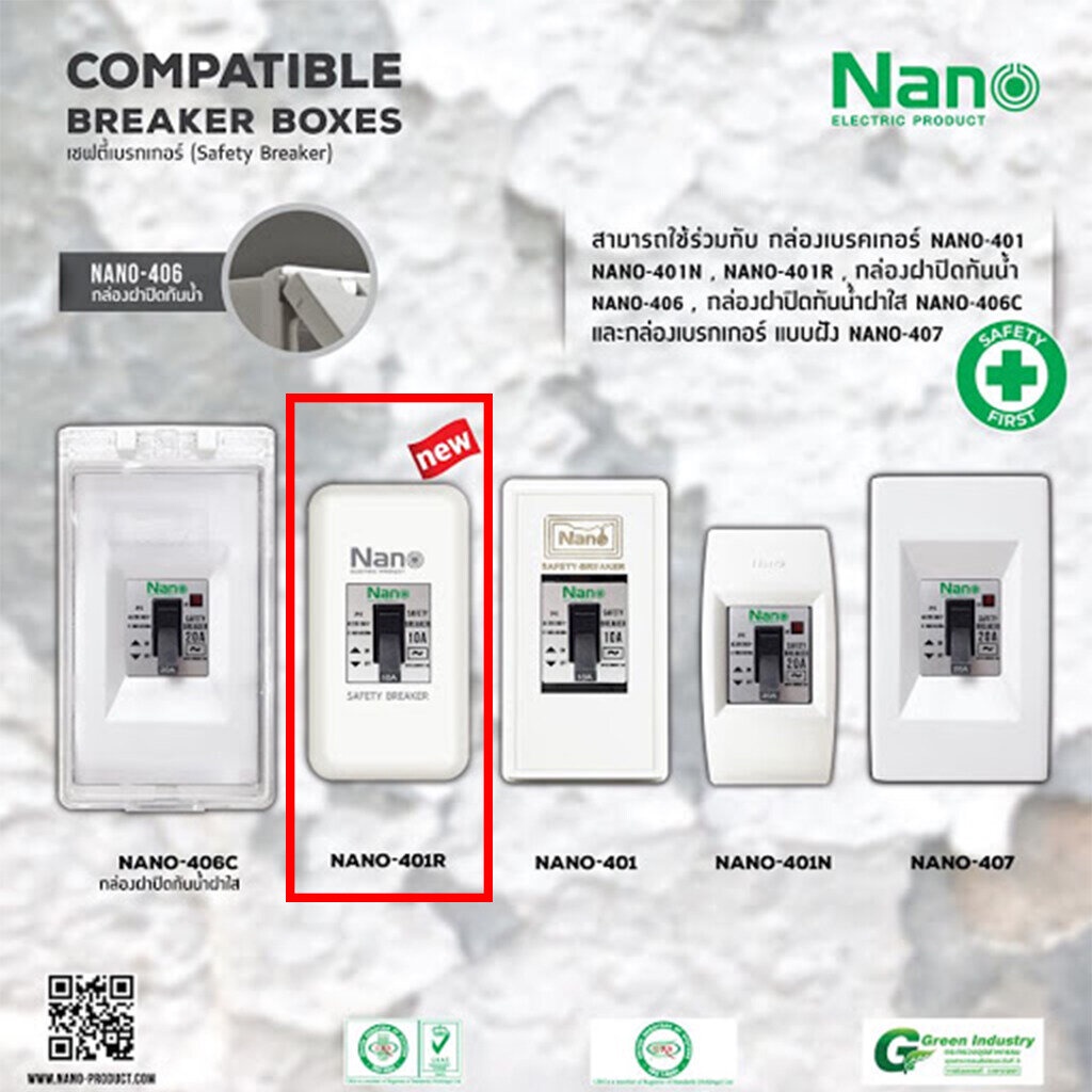 nano-กล่องเบรกเกอร์-2x4-นิ้ว-กล่องลอย-หน้ากากเบรกเกอร์แบบลอย-รุ่น-nano-401r