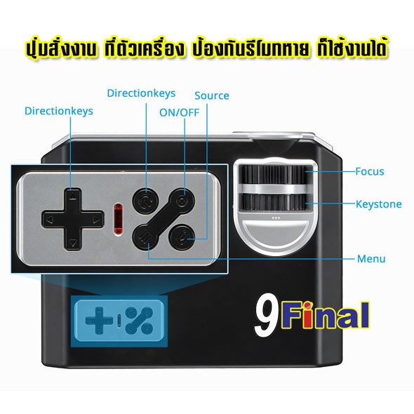 โปรเจคเตอร์-projector-rigal-rd817-wifi-build-in-wifi-bluetooth-3-500-lumens-ความละเอียด-1-280-800