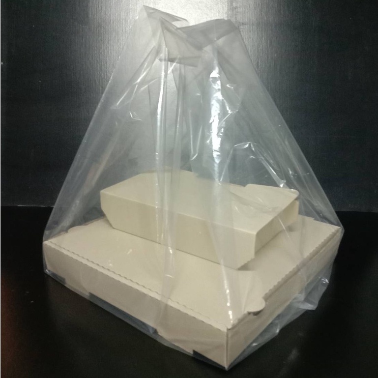 clear-bag-ถุงหิ้วใส-ก้นเหลี่ยม-สำหรับกล่อง-12นิ้ว-ถุงหิ้วสำหรับกล่องพิซซ่าขนาด-12นิ้ว-แพค-1-กก-ใส่ของที่ไม่ร้อน