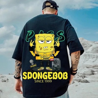 เสื้อยืดผู้ชาย เสื้อยืด พิมพ์ลาย SPONGEBOB OVERSIZE JUMBO XL XXL XXXL สไตล์ญี่ปุ่น ขนาดใหญ่ S-5XL