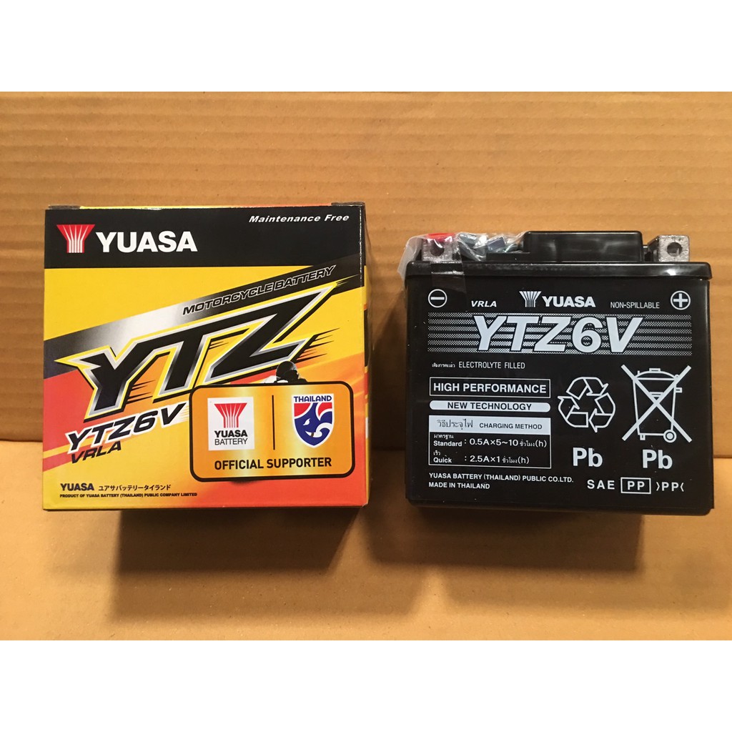 แบตเตอรี่มอเตอร์ไซด์-ยัวซ่า-ytz6v-12v6ah-battery-แบตเตอรี่-แบต