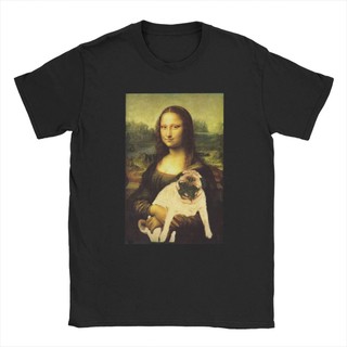 【hot sale】เสื้อยืดพิมพ์ลาย Mona Lisa Pug Dark Lord สไตล์วินเทจ