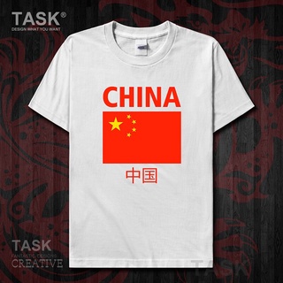 เสื้อยืดผ้าฝ้ายพิมพ์ลายคลาสสิก เสื้อยืดแขนสั้น พิมพ์ลายธงจีน แฟชั่นสําหรับผู้ชาย