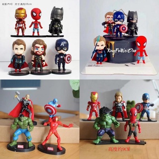 ตุ๊กตา The Avengers SpiderMan Thor Captain America Super--man สําหรับตกแต่งเค้ก 4 ชิ้น 6 ชิ้น