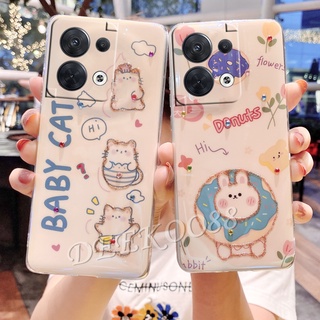 พร้อมส่ง เคสโทรศัพท์มือถือนิ่ม OPPO Reno8 Reno7 Reno6 Pro Z 4G 5G Handphone Casing Bling Glitter Soft Phone Case Lovely Cartoon Cat Rabbit White Back Cover Reno 8 8Z 8Pro 7 7Pro 7Z 6 6Z