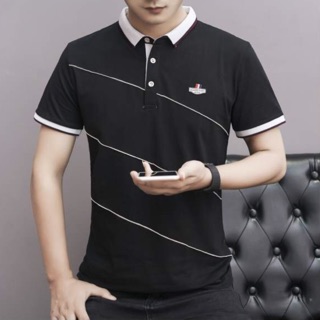 เสื้อโปโลแขนสั้น cotton100% หลายสไตล์ ทุกสีทุกไซด์สำหรับผู้ชาย