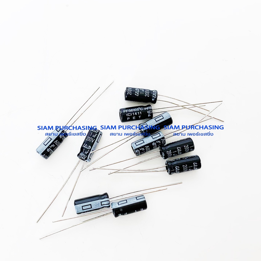 จำนวน-10ชิ้น-1uf-200v-105c-elite-size-05x11mm-สีดำ-capacitor-คาปาซิเตอร์-pf2d010mnn0511u