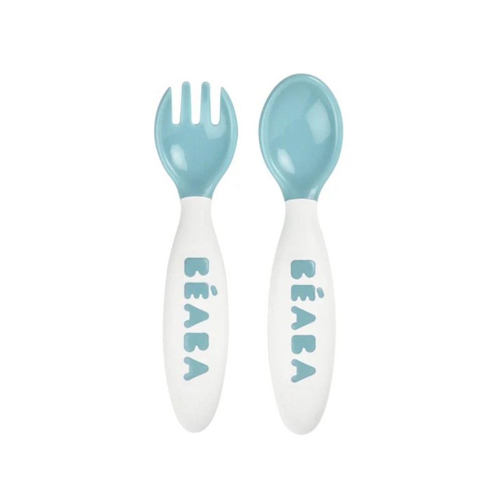 ช้อนส้อมพร้อมกล่อง-beaba-2nd-age-training-fork-and-spoon-storage-case-included-airy-blue