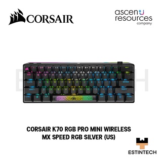 Keyboard (คีย์บอร์ด) Corsair K70 RGB PRO MINI WIRELESS MX SPEED RGB SILVER (US) ของใหม่ประกัน 2ปี