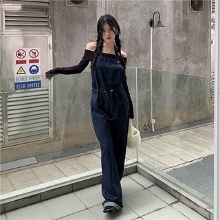 Many Jeans Overalls เอี๊ยมกางเกงยีนส์ขายาว สียีนส์เข้ม